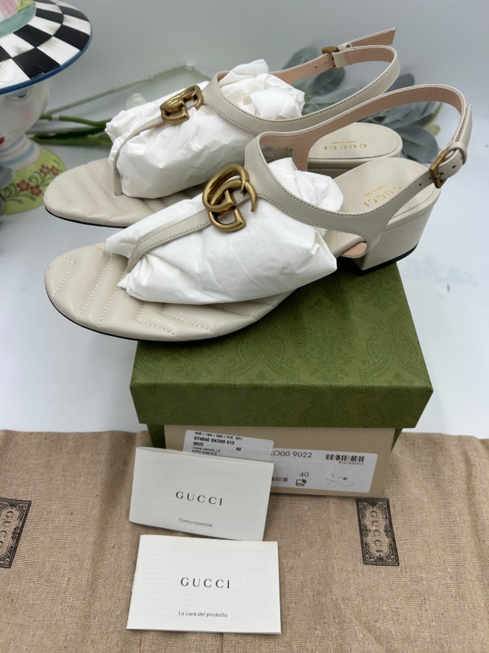 Women’s Gucci GG Marmont Matelasse Leather Thong Sandal. Size 10/fits 10.5 US - Picture 5 of 10